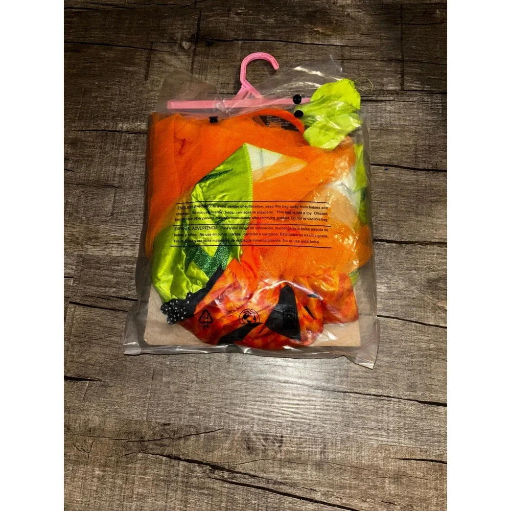 Kids Pumpkin Tutu Dress Halloween Costume with Matching Headband Orange Green